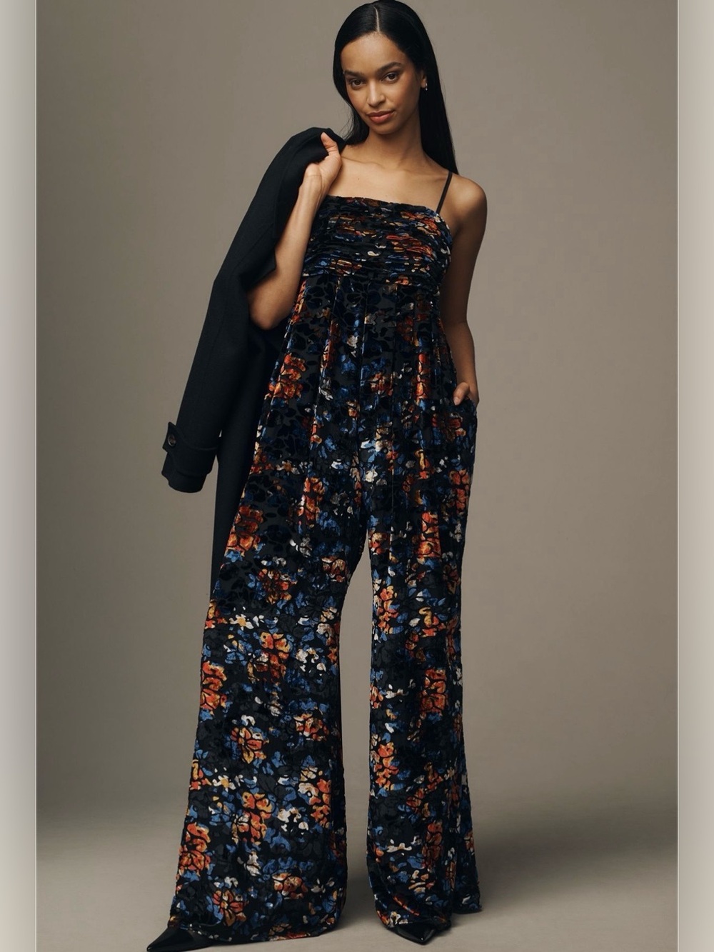 Anthropologie Hutch The Mabel Velvet Wide leg jumpsuit